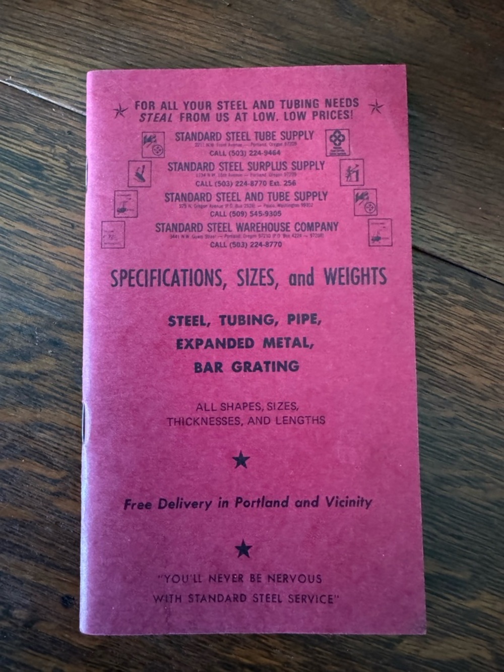 promotional pamphlet Standard Steel Service in Portland, Oregon